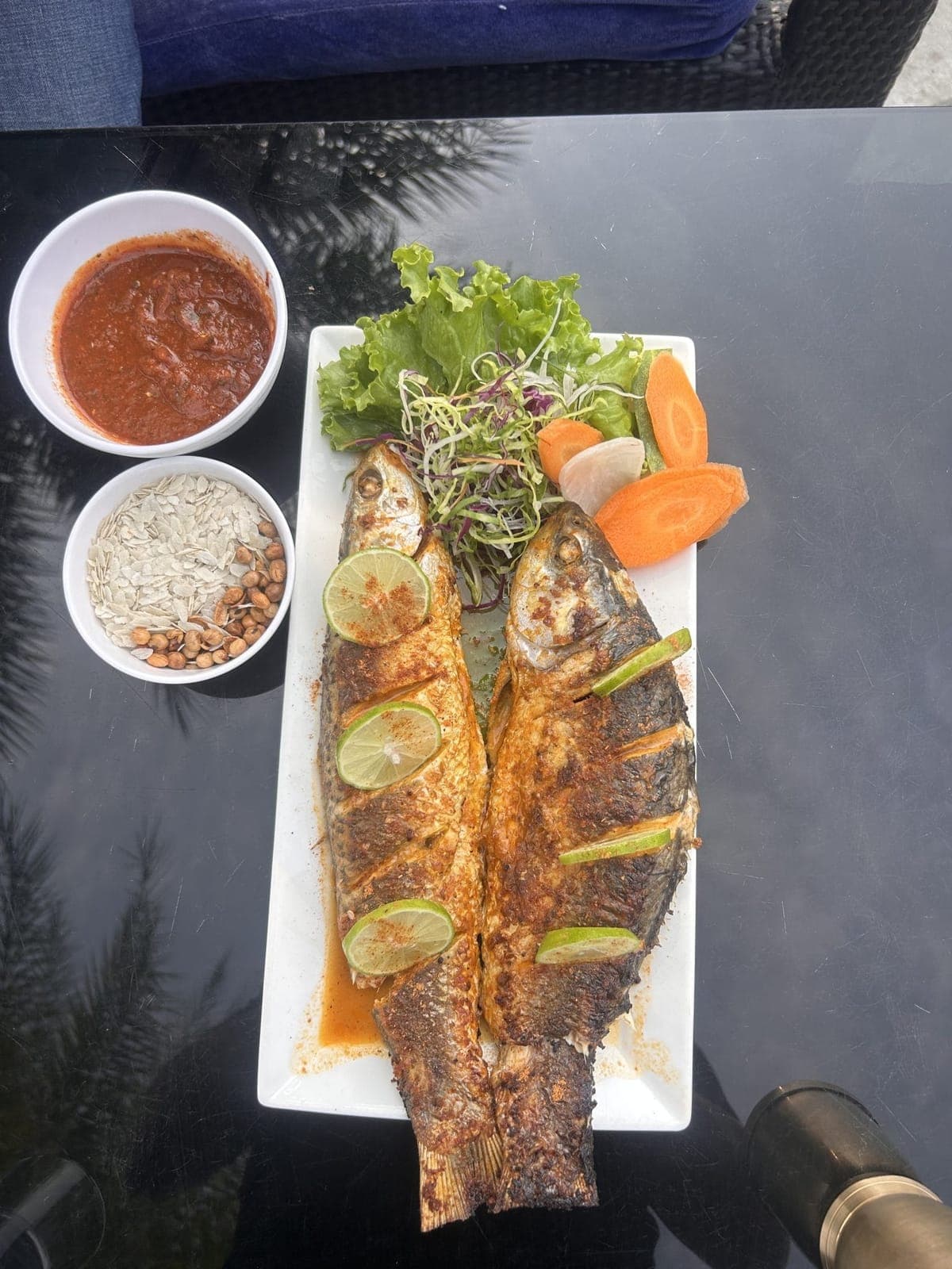 Charcoal-grilled fish