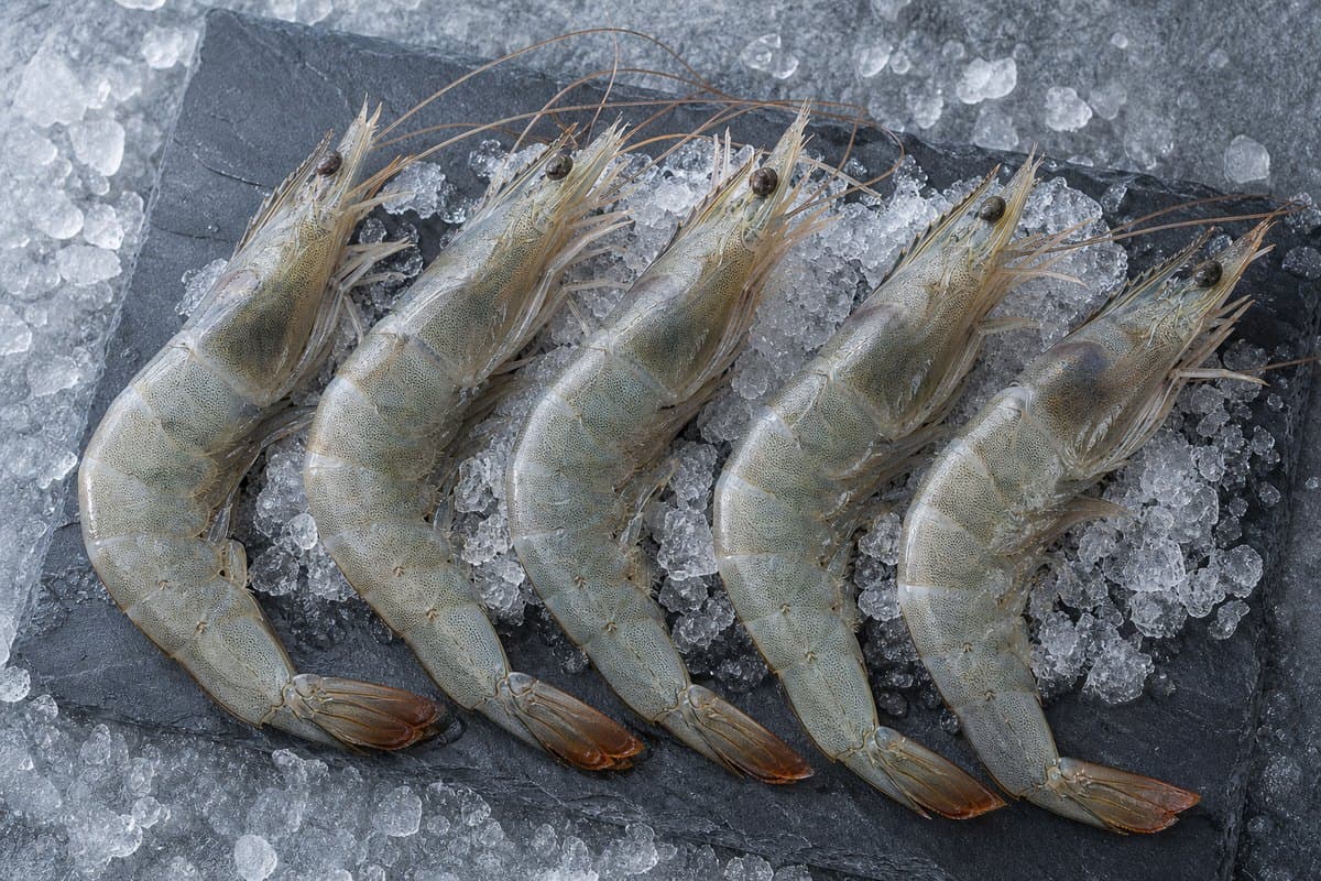 Crevettes géantes 10/20 frais sur glace, livré dans le Grand Caire